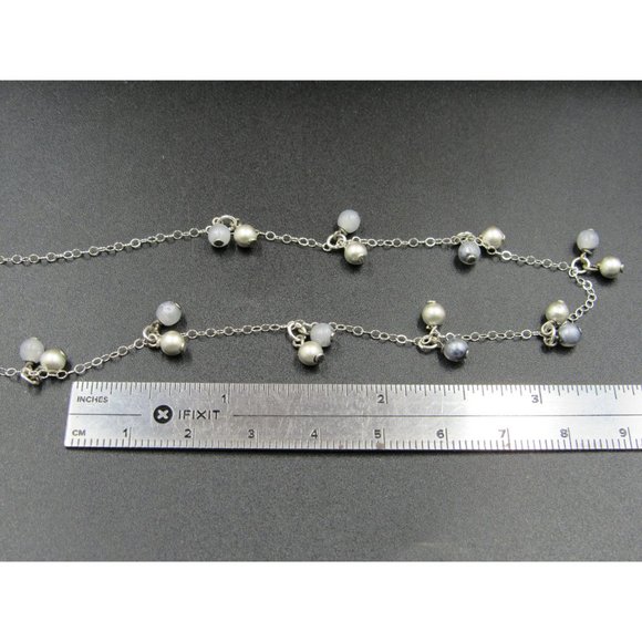 16" Sterling Silver Worn Plastic Orbs Chain Necklace - Picture 4 of 5